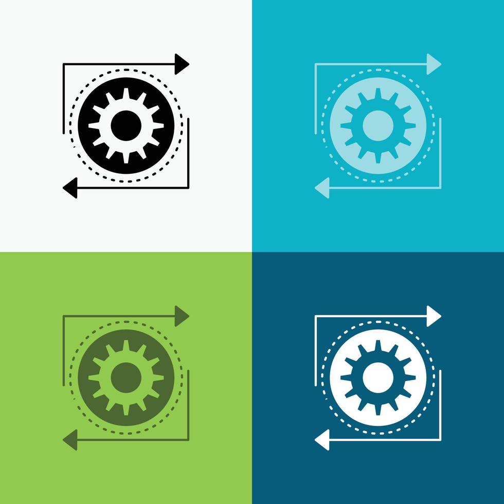 Entreprise. équipement. la gestion. opération. icône de processus sur divers arrière-plans. conception de style glyphe. conçu pour le web et l'application. illustration vectorielle eps 10 vecteur