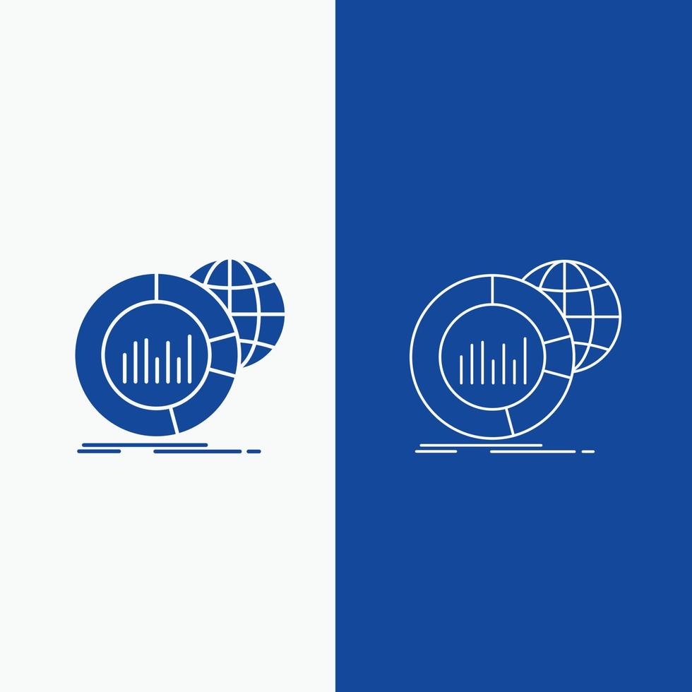 gros. graphique. Les données. monde. ligne infographique et bouton web glyphe en bannière verticale de couleur bleue pour ui et ux. site web ou application mobile vecteur