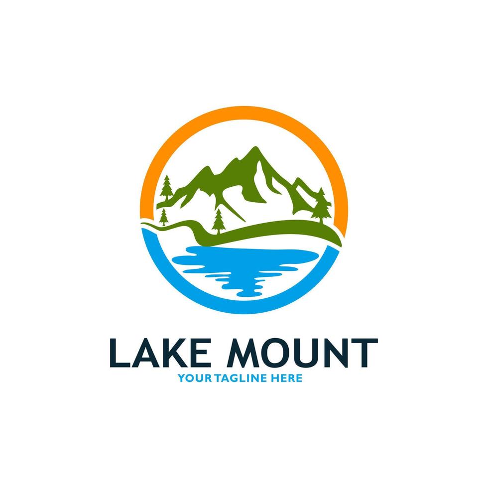 montagne lac logo nature paysage stock illustration vectorielle vecteur