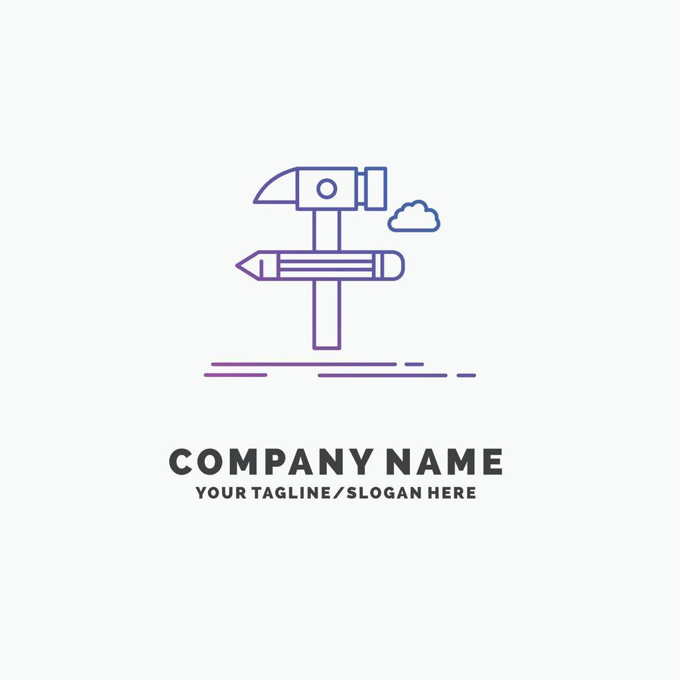 construire. motif. développer. outil. outils modèle de logo d'entreprise violet. place pour le slogan vecteur