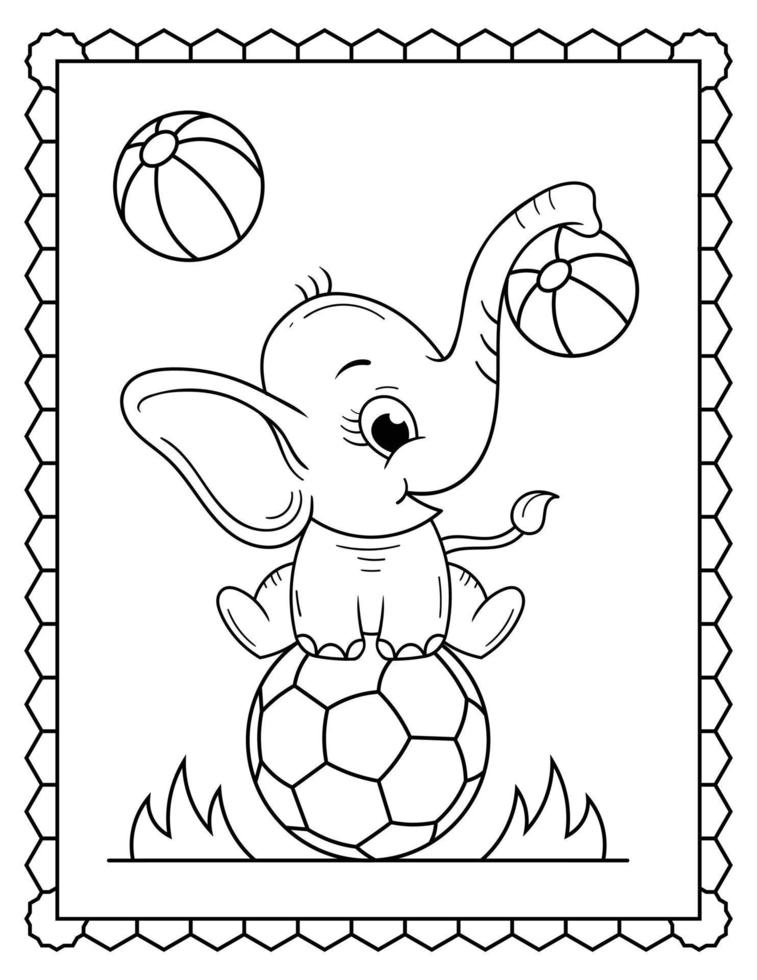 page de coloriage de bébé éléphant, dessin au trait mignon éléphant. dessin au trait d'éléphant vecteur