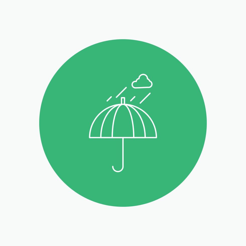 parapluie. camping. pluie. sécurité. icône de ligne blanche météo en arrière-plan du cercle. illustration d'icône vectorielle vecteur