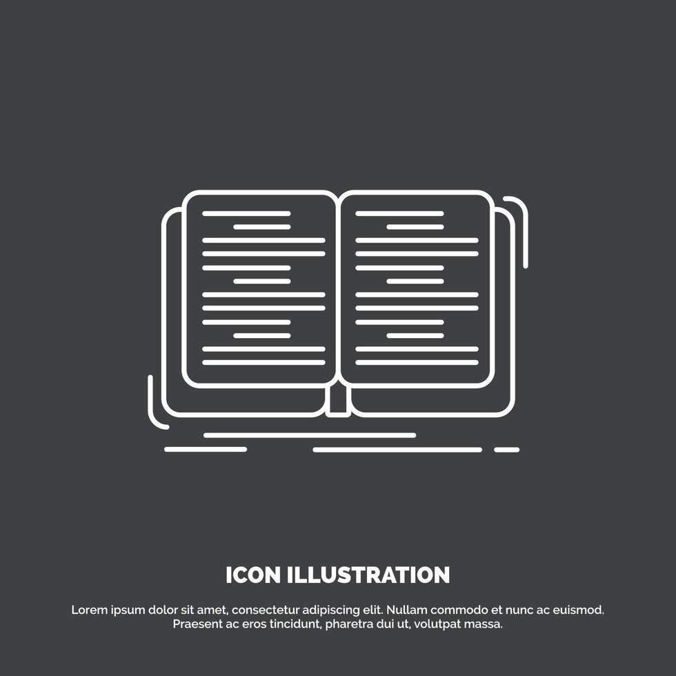 livre. éducation. leçon. icône d'étude. symbole de vecteur de ligne pour ui et ux. site web ou application mobile