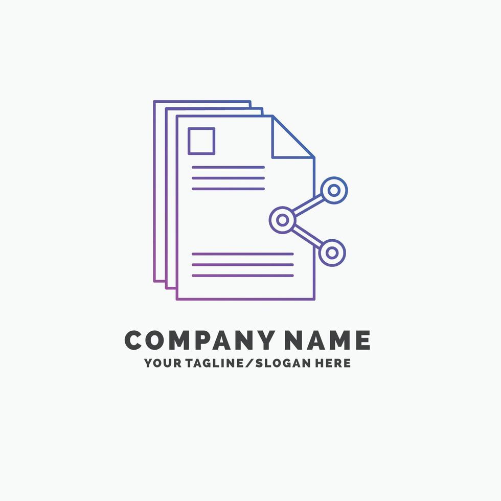 contenu. des dossiers. partage. partager. documenter le modèle de logo d'entreprise violet. place pour le slogan vecteur