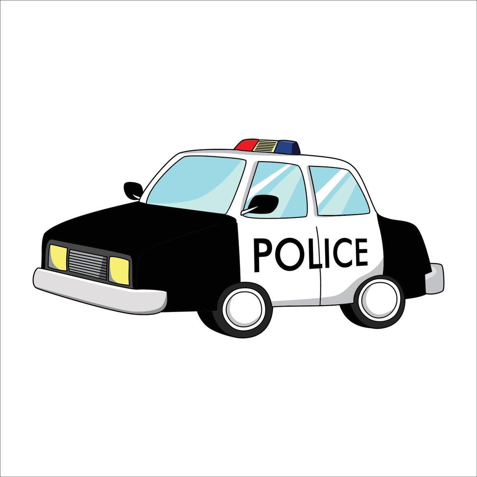 dessin animé de voiture de police. icône, signe et symbole de véhicule de sécurité. vecteur