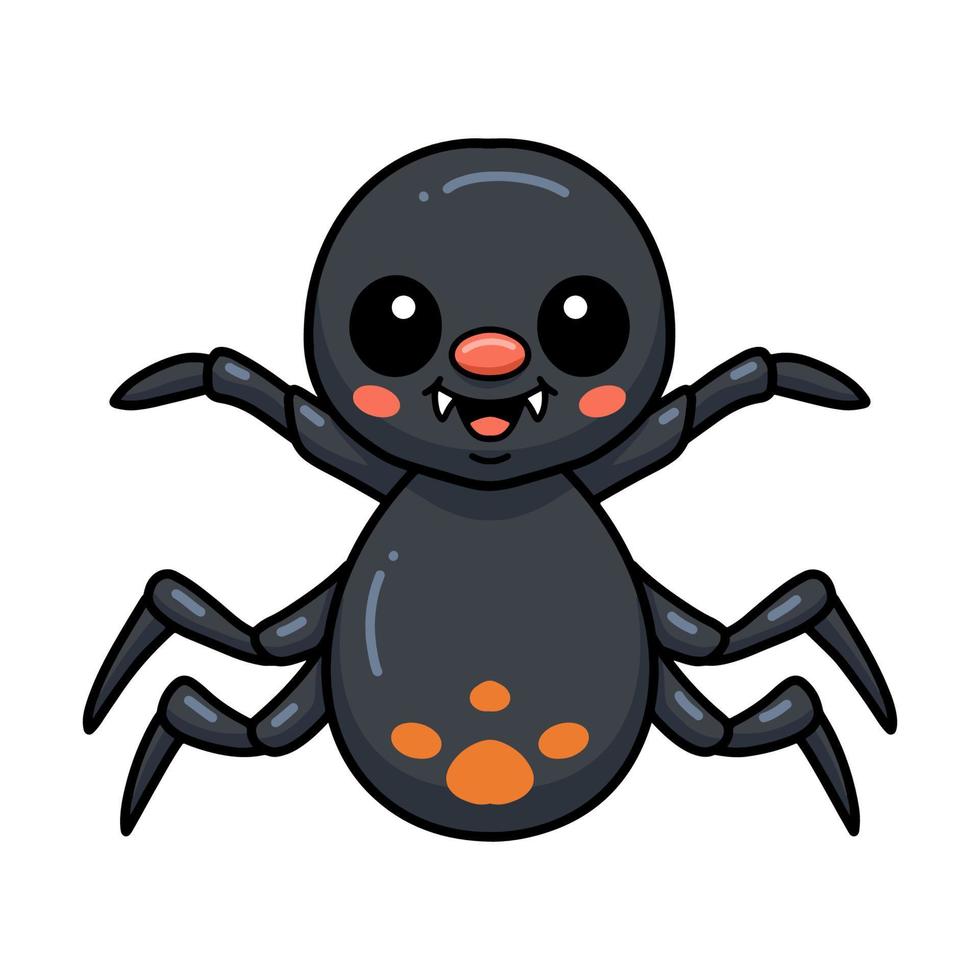 dessin animé mignon petite araignée noire vecteur