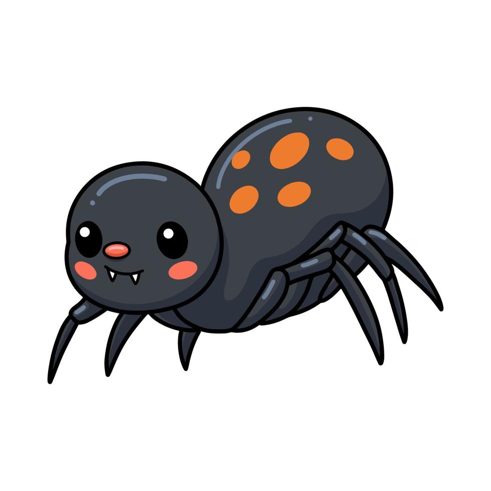 dessin animé mignon petite araignée noire vecteur