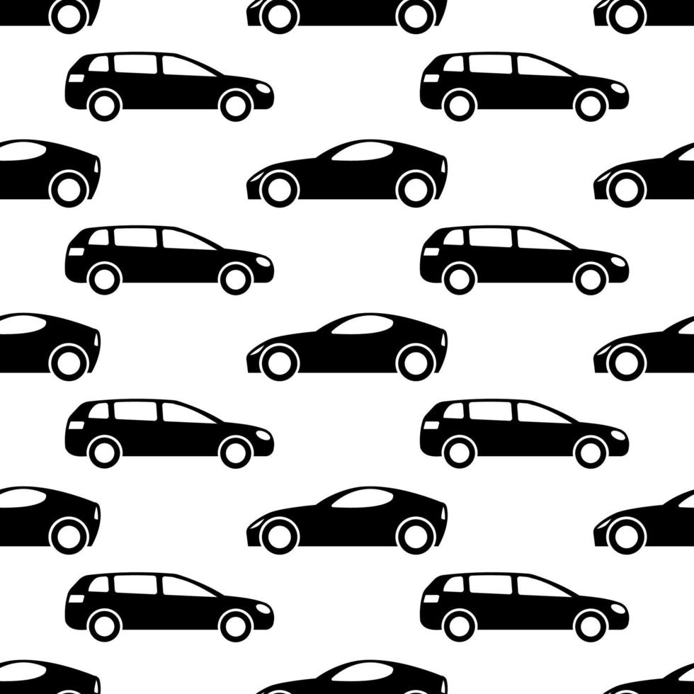 modèle sans couture avec des voitures noires sur fond blanc. illustration vectorielle. vecteur