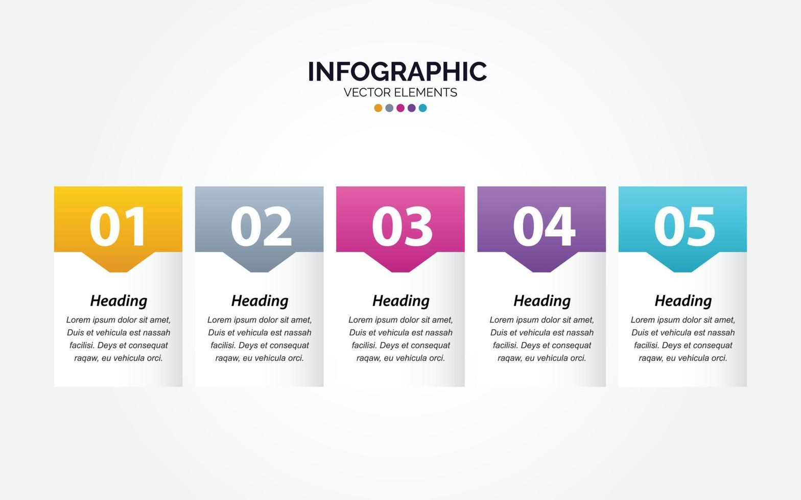 modèle d'infographie horizontale d'entreprise de présentation avec 5 options vecteur