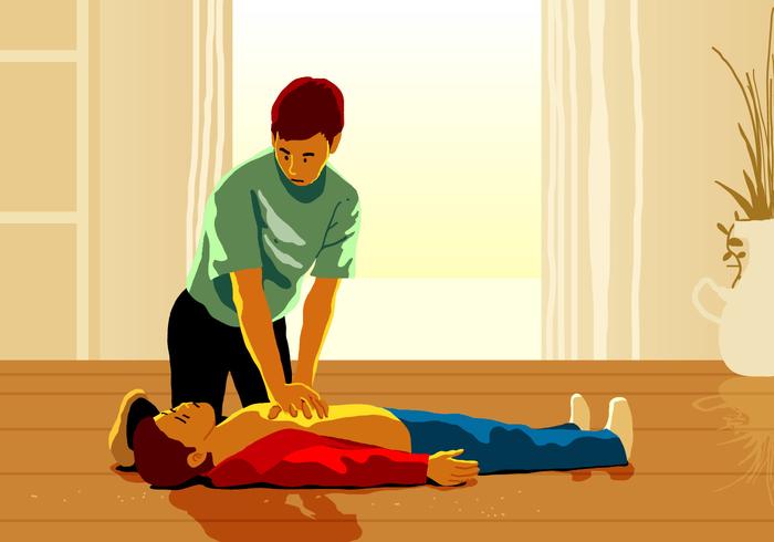 Un homme faisant un sauvetage CPR vecteur