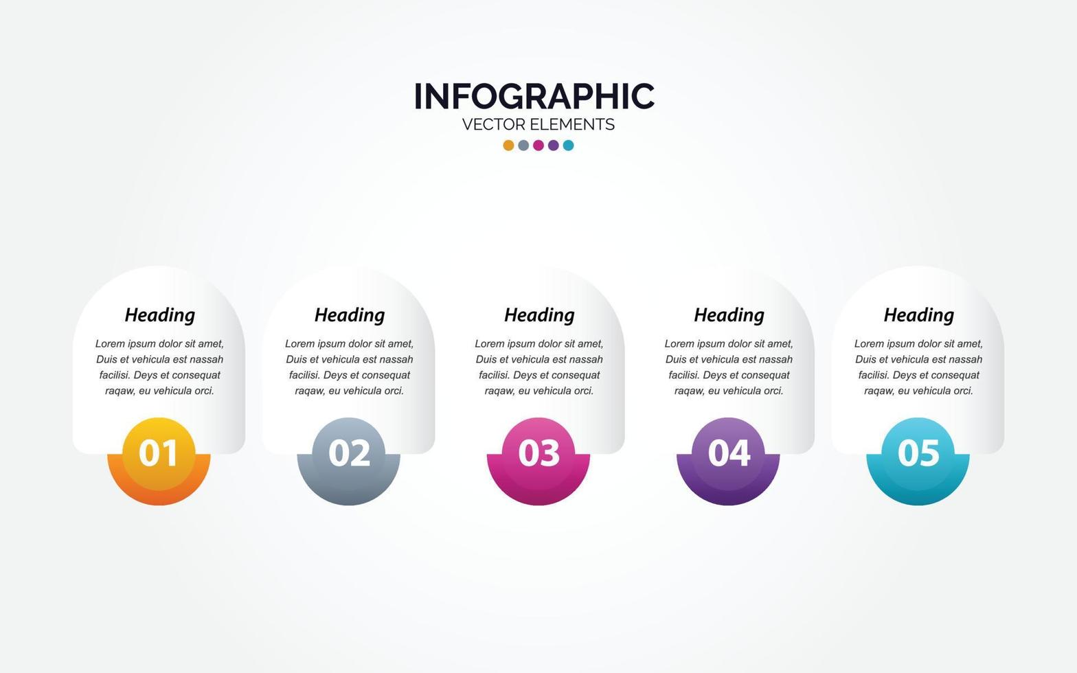 modèle d'infographie horizontale d'entreprise. conception de lignes fines avec numéros 5 options ou étapes. vecteur