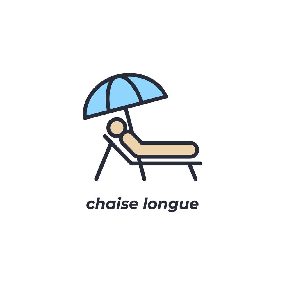 vecteur signe chaise longue symbole est isolé sur un fond blanc. couleur de l'icône modifiable.