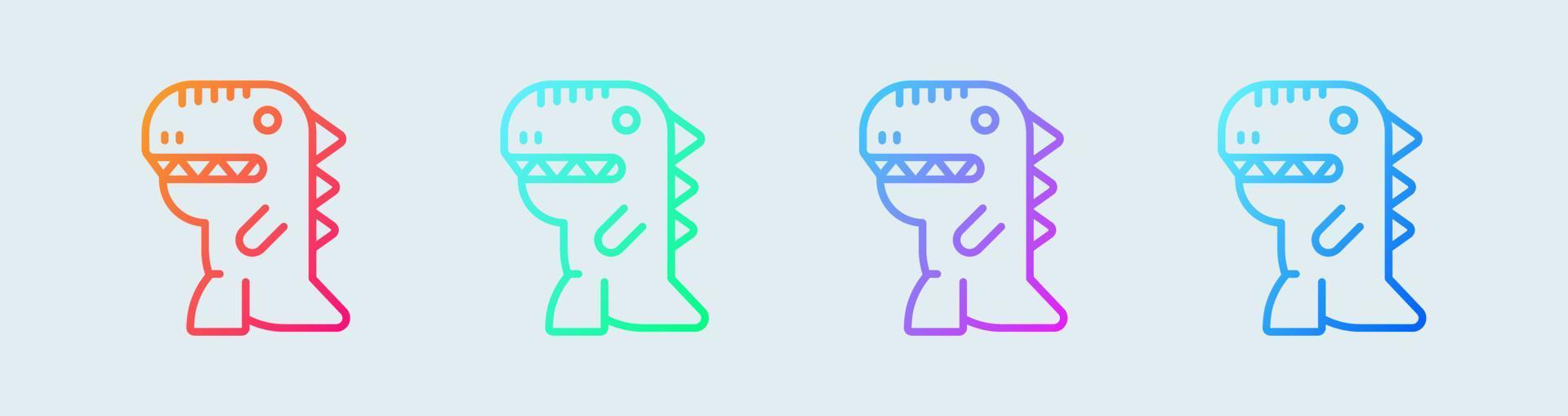 icône de ligne de dinosaure en dégradé de couleurs. illustration vectorielle de signes jurassiques. vecteur