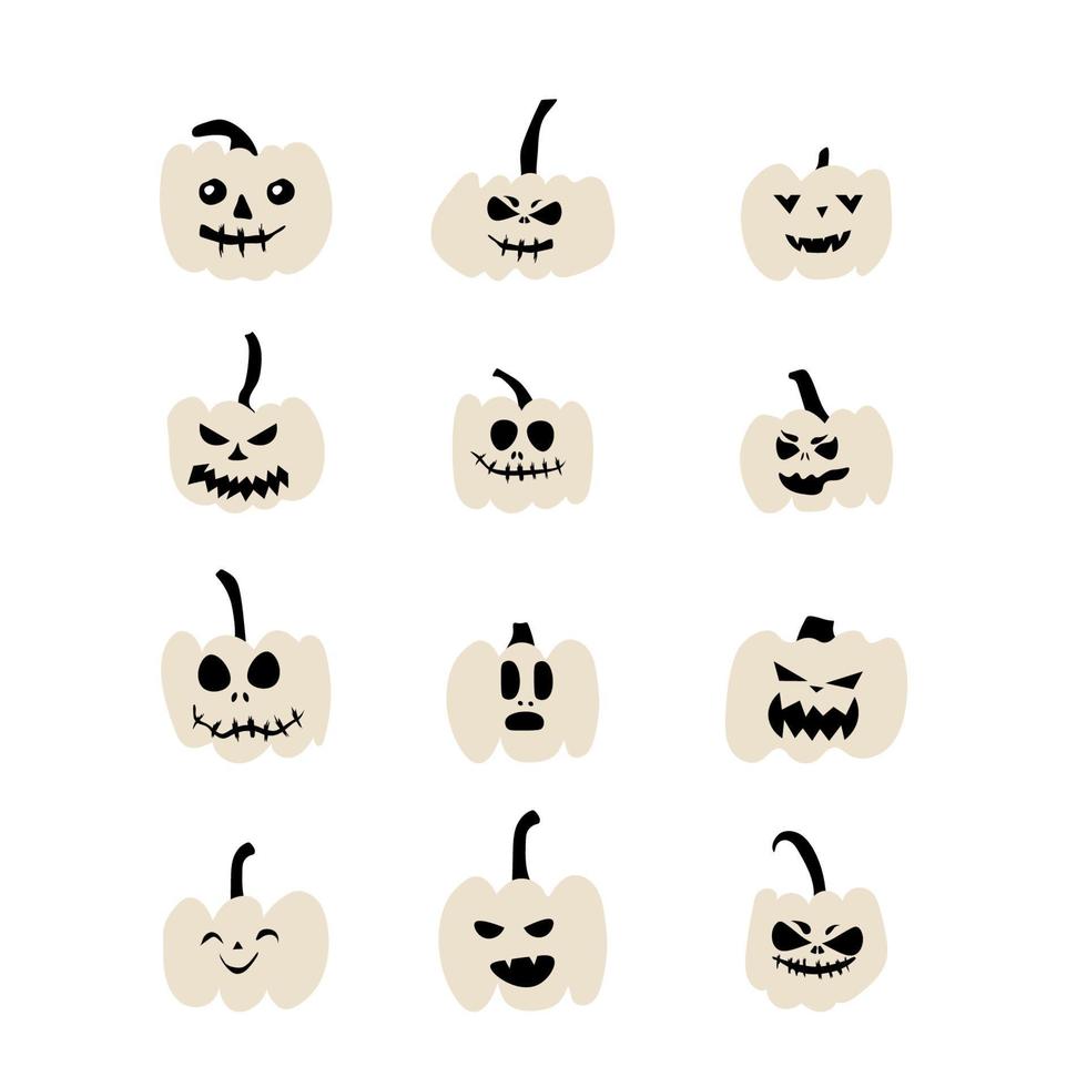 mettre la citrouille sur fond blanc. citrouille avec sourire pour votre conception pour les vacances d'halloween. illustration vectorielle. vecteur