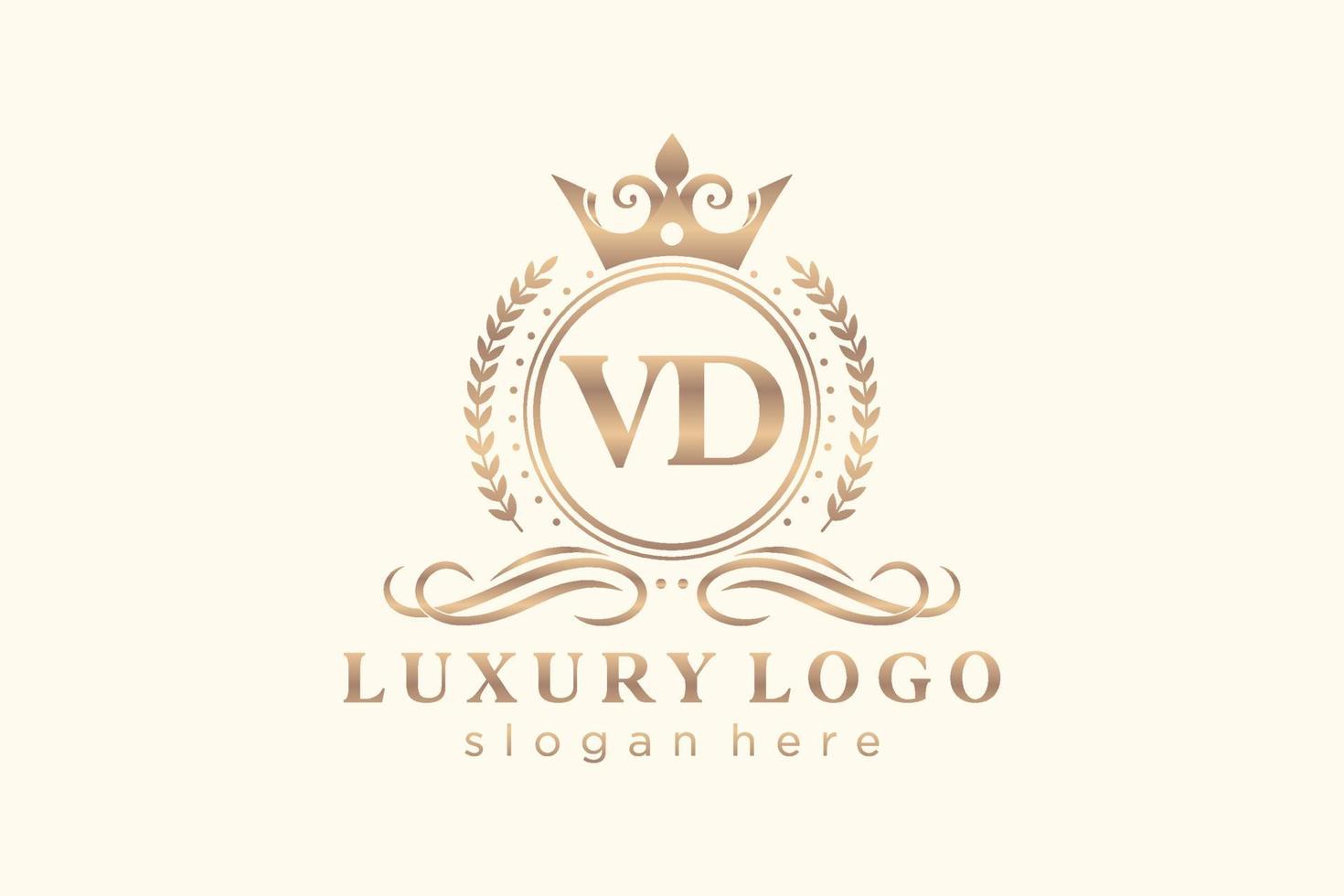 modèle de logo de luxe royal de lettre vd initiale dans l'art vectoriel pour le restaurant, la royauté, la boutique, le café, l'hôtel, l'héraldique, les bijoux, la mode et d'autres illustrations vectorielles.