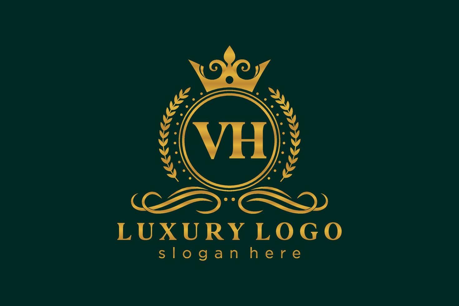 modèle initial de logo de luxe royal de lettre vh dans l'art vectoriel pour le restaurant, la royauté, la boutique, le café, l'hôtel, l'héraldique, les bijoux, la mode et d'autres illustrations vectorielles.