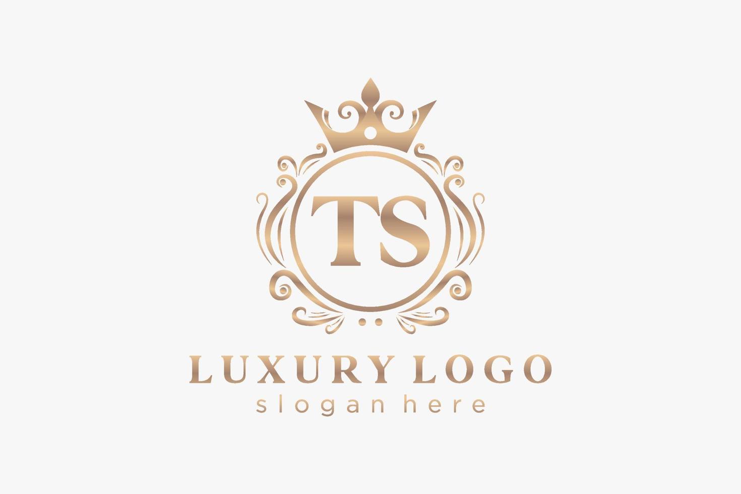 modèle initial de logo de luxe royal de lettre ts dans l'art vectoriel pour le restaurant, la royauté, la boutique, le café, l'hôtel, l'héraldique, les bijoux, la mode et d'autres illustrations vectorielles.