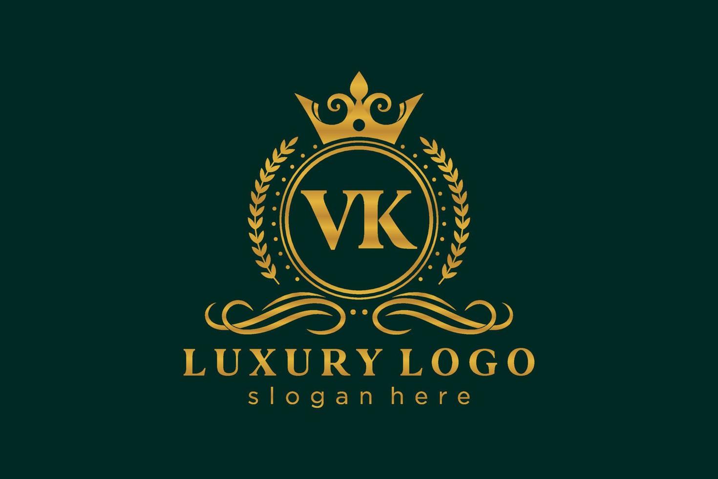 modèle initial de logo de luxe royal de lettre vk dans l'art vectoriel pour le restaurant, la royauté, la boutique, le café, l'hôtel, l'héraldique, les bijoux, la mode et d'autres illustrations vectorielles.