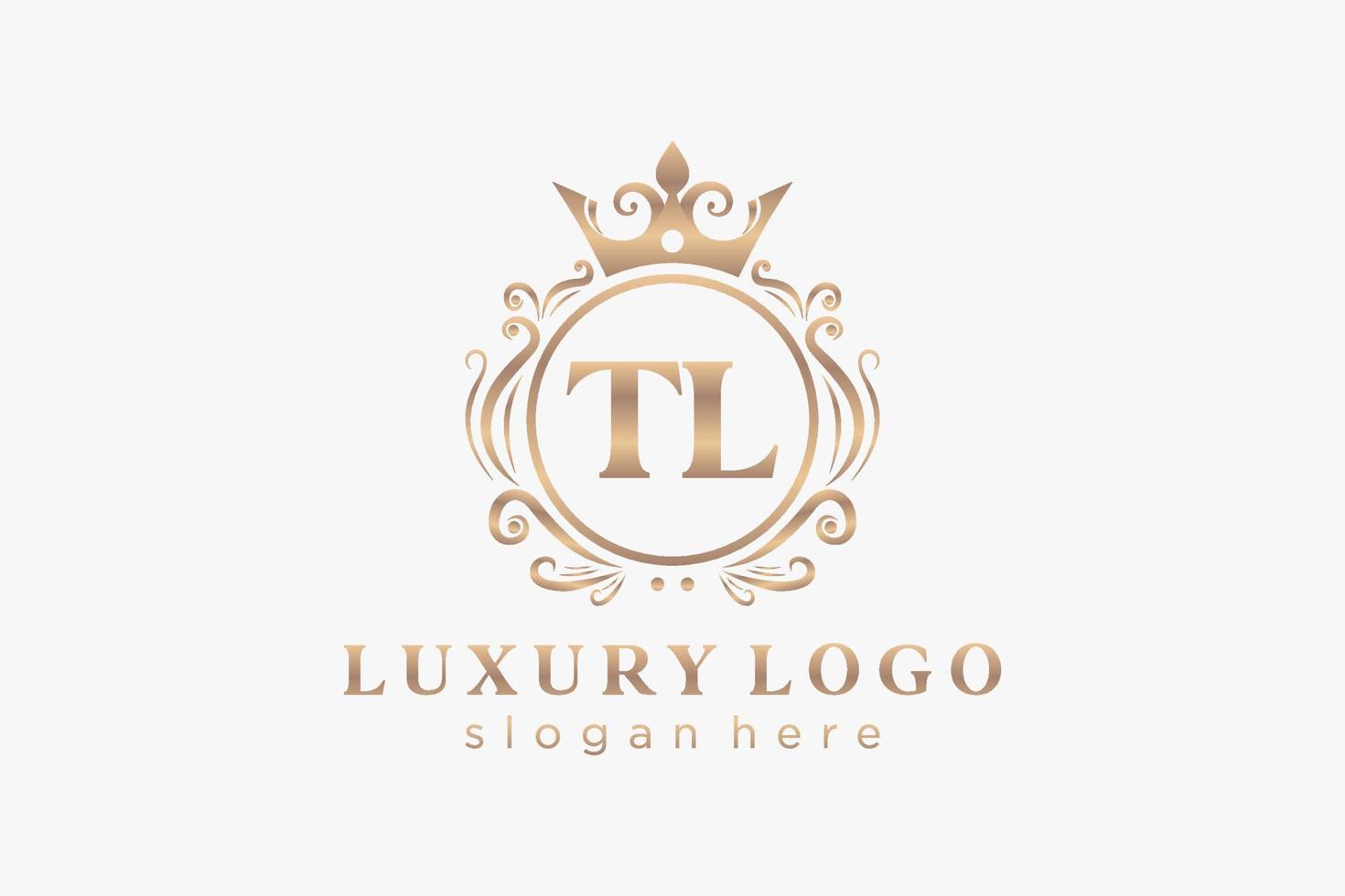 modèle de logo de luxe royal de lettre tl initial dans l'art vectoriel pour le restaurant, la royauté, la boutique, le café, l'hôtel, l'héraldique, les bijoux, la mode et d'autres illustrations vectorielles.