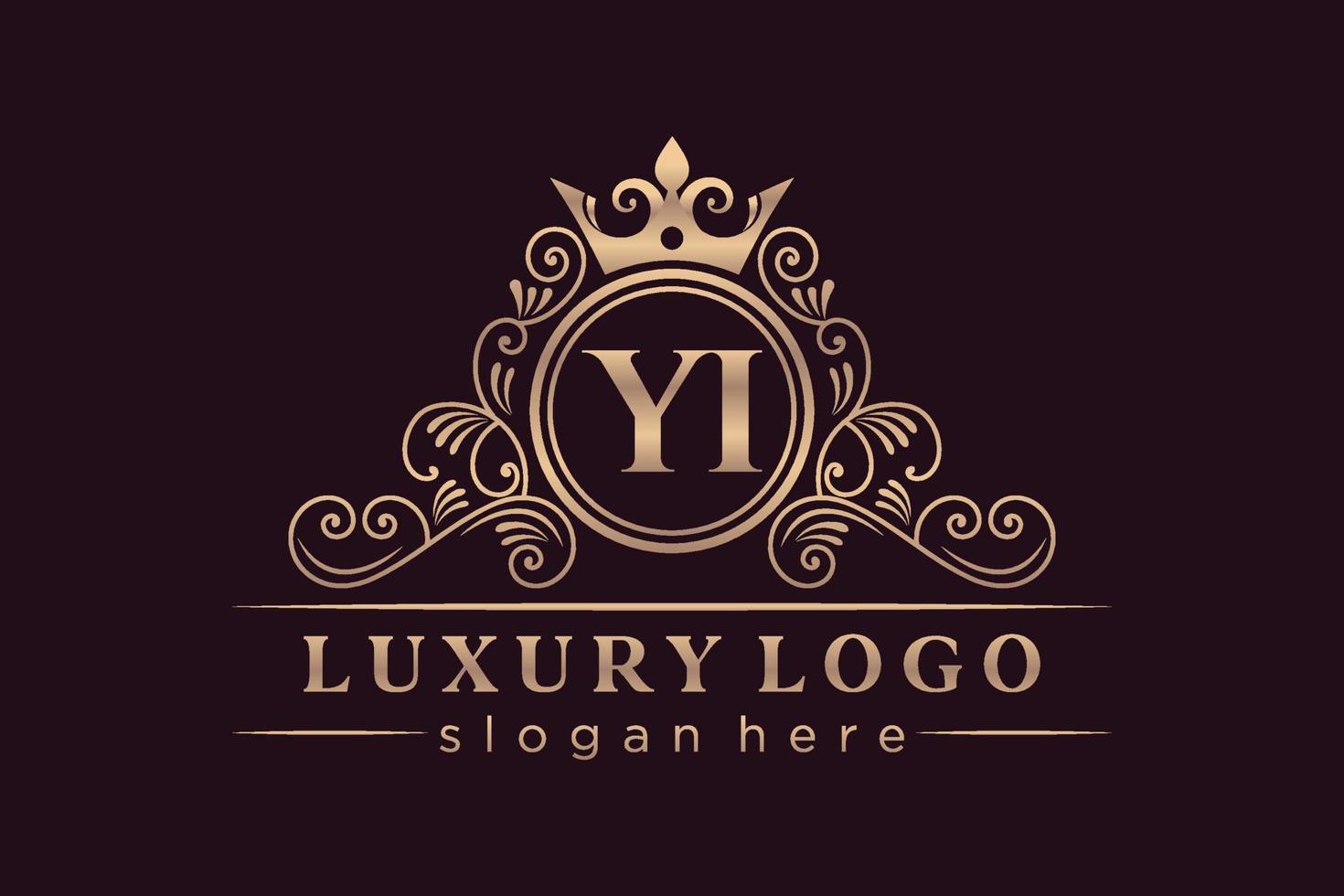 yi lettre initiale or calligraphique féminin floral monogramme héraldique dessiné à la main antique style vintage luxe logo design vecteur premium