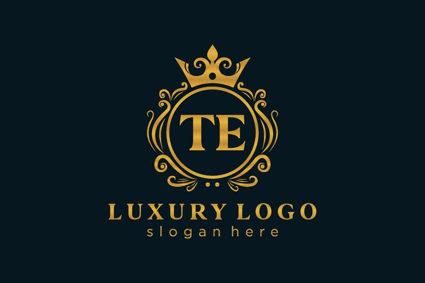 modèle de logo de luxe royal de lettre te initiale dans l'art vectoriel pour le restaurant, la royauté, la boutique, le café, l'hôtel, l'héraldique, les bijoux, la mode et d'autres illustrations vectorielles.