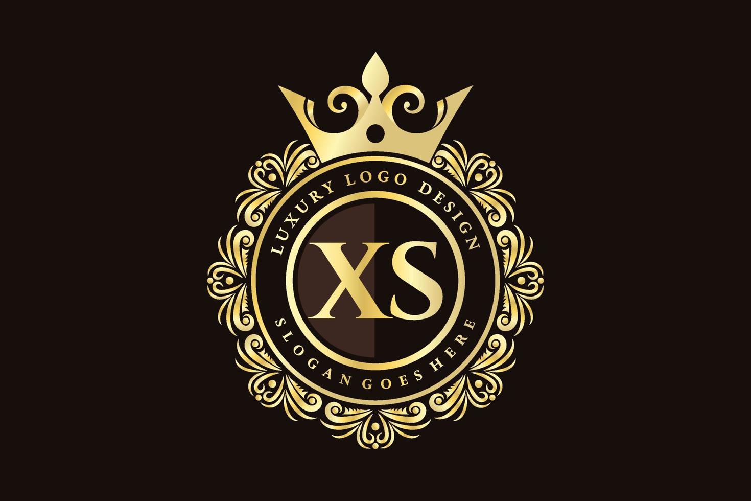 xs lettre initiale or calligraphique féminin floral monogramme héraldique dessiné à la main antique vintage style luxe logo design vecteur premium