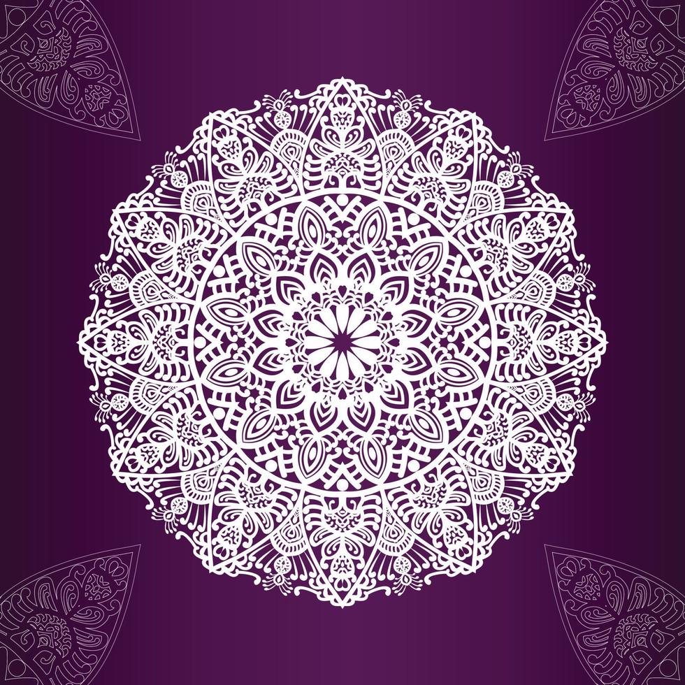 mandala blanc et fond de couleur magenta foncé. vecteur