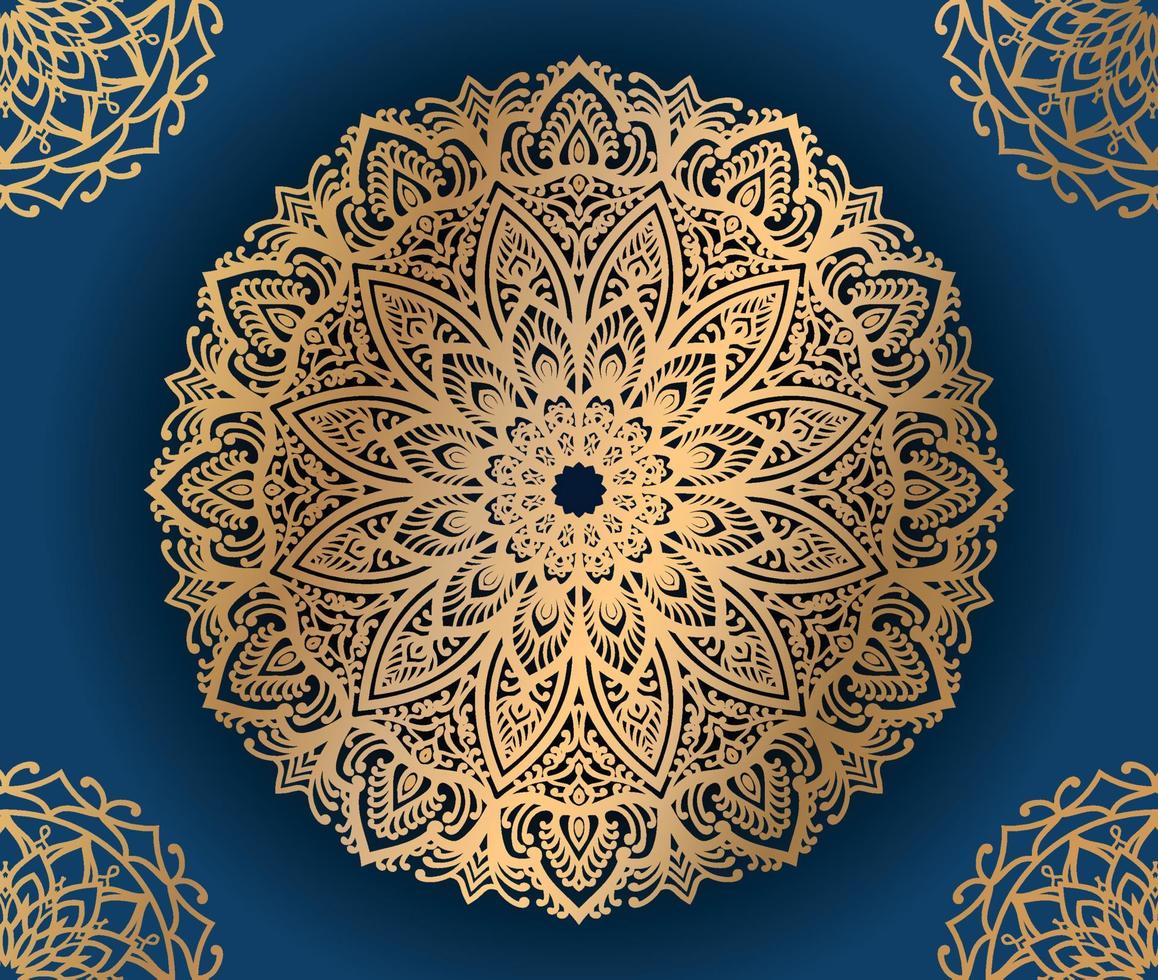 fond de mandala unique avec une couleur dorée et bleu foncé. vecteur