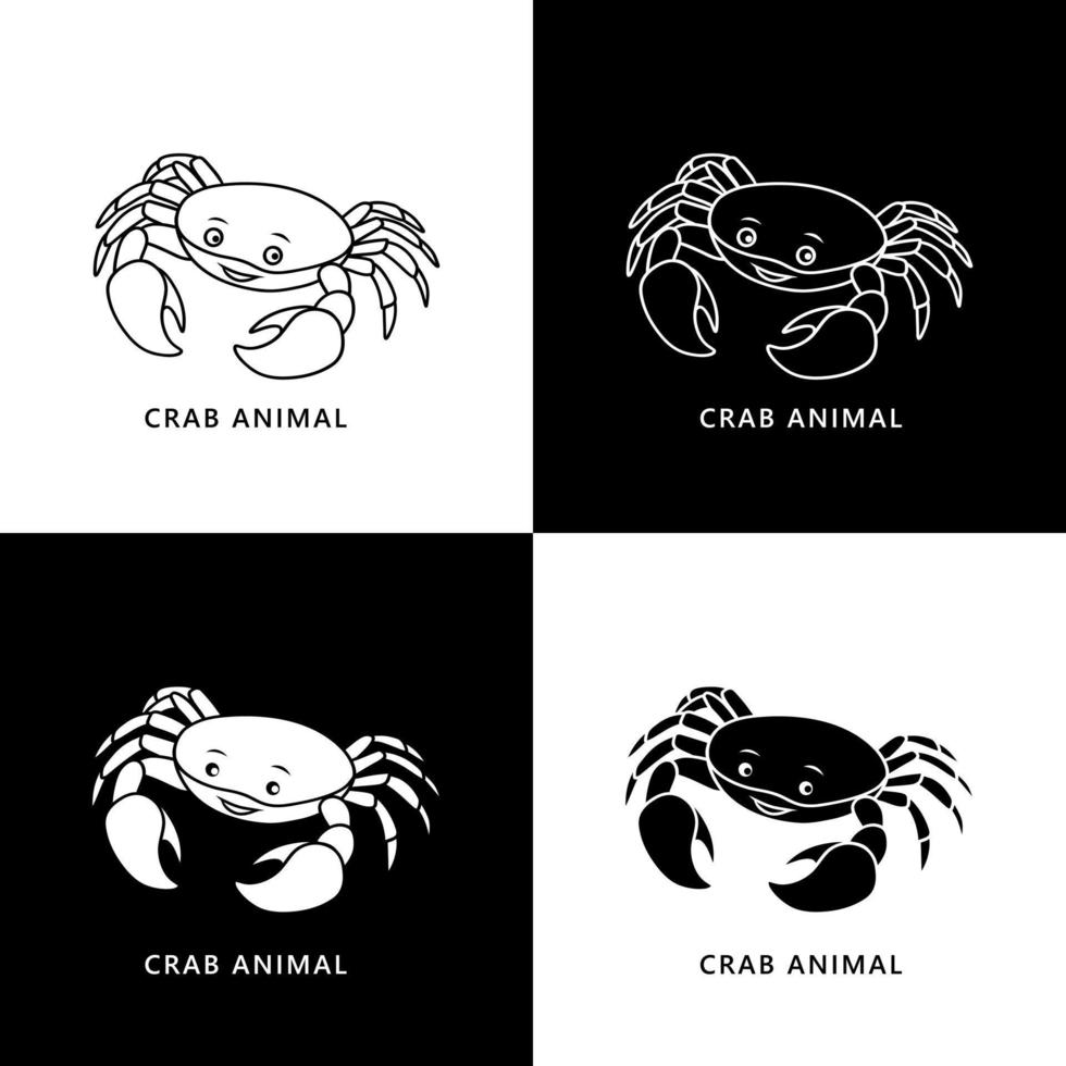 illustration de vecteur de dessin animé de crabe. logo de mascotte de fruits de mer. Élément de caractère icône symbole animal océanique