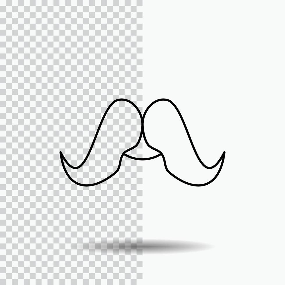 moustache. branché. movember. Masculin. icône de ligne hommes sur fond transparent. illustration vectorielle icône noire vecteur