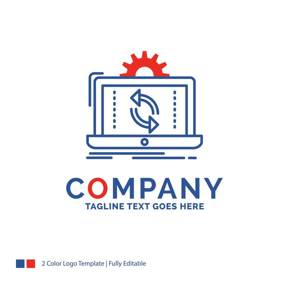 création de logo de nom de société pour les données. En traitement. une analyse. rapports. synchroniser. conception de nom de marque bleu et rouge avec place pour le slogan. modèle de logo créatif abstrait pour petites et grandes entreprises. vecteur