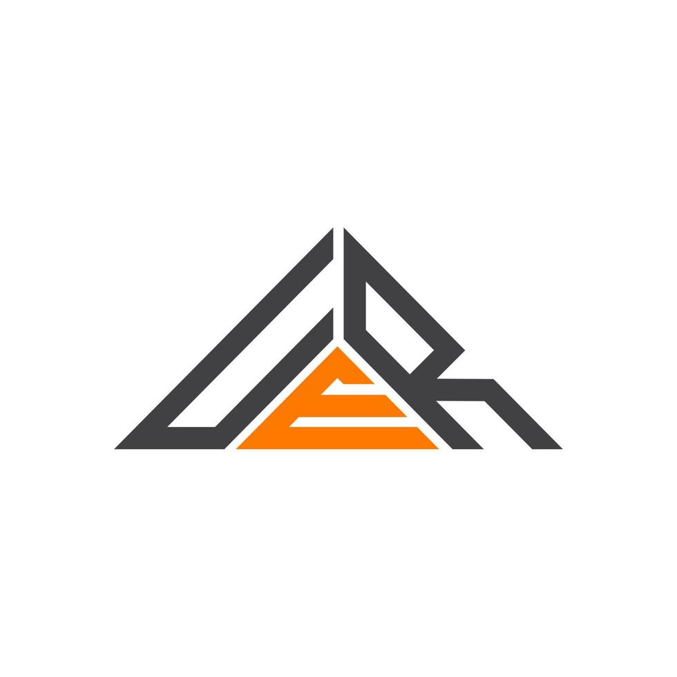 création de logo de lettre uer avec graphique vectoriel, logo uer simple et moderne en forme de triangle. vecteur