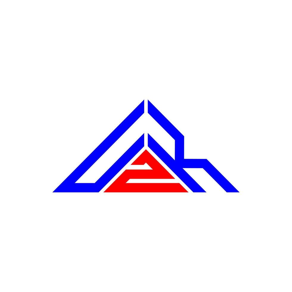 conception créative du logo de lettre uzk avec graphique vectoriel, logo uzk simple et moderne en forme de triangle. vecteur