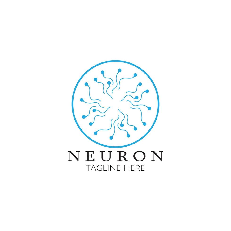 logo de neurone ou création de logo de cellule nerveuse, icône de modèle d'illustration de logo de molécule avec concept vectoriel