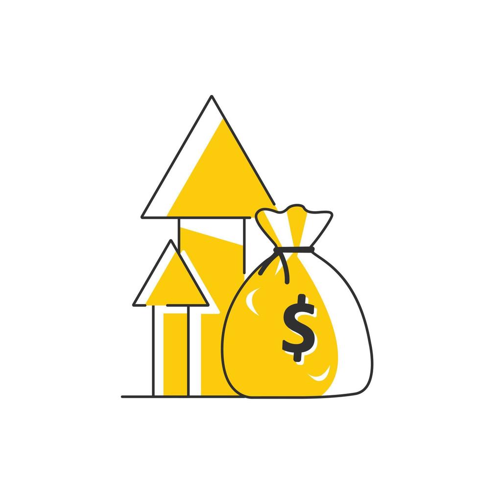 augmentation des revenus, intérêts composés, valeur ajoutée, illustration vectorielle d'icône de conception plate vecteur
