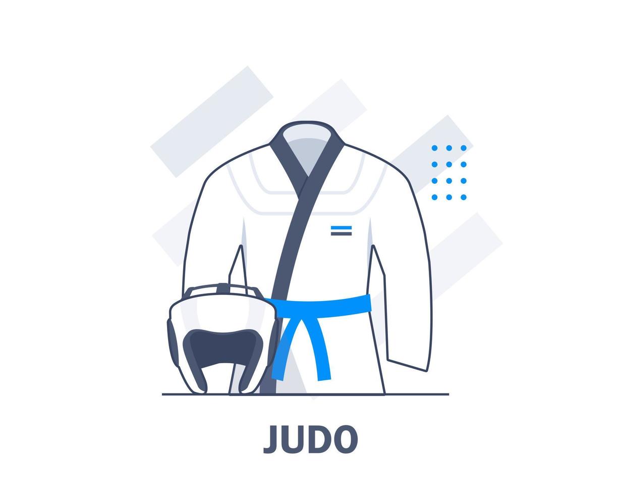 uniformes et équipements de sport de judo, illustration vectorielle d'icône de conception plate vecteur