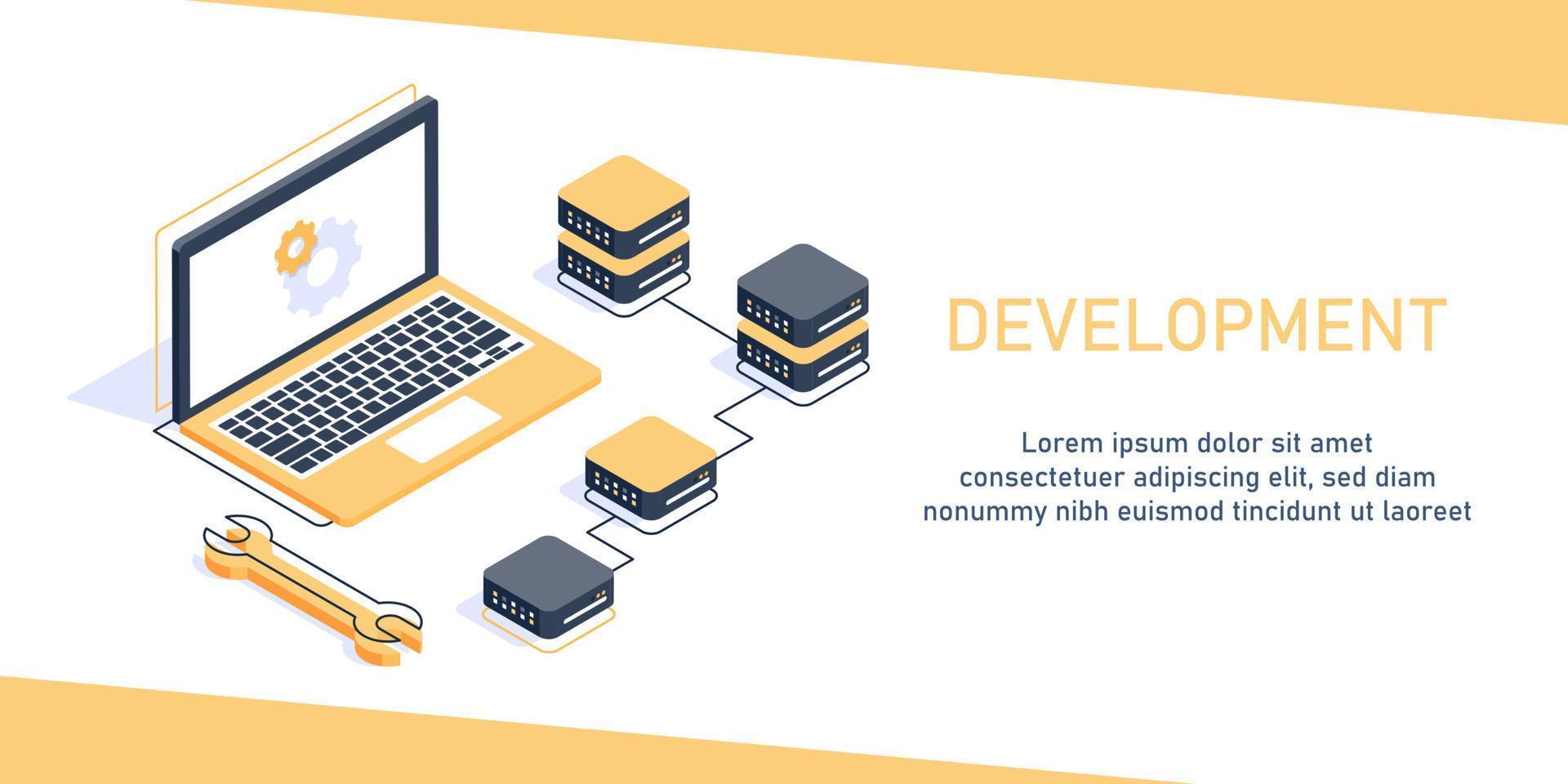 développement d'applications concept de conception de ligne plate développement d'applications de construction illustration vectorielle d'icône de conception plate vecteur