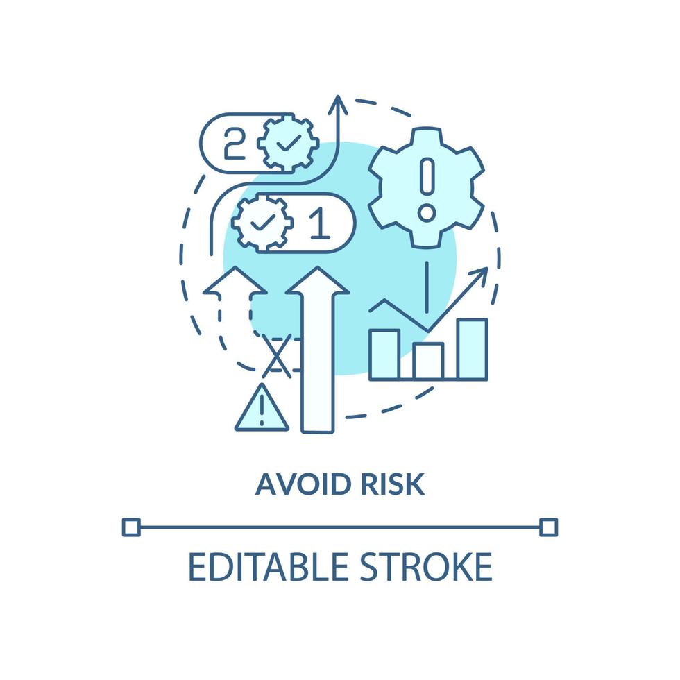 éviter l'icône de concept turquoise de risque. étape de gestion des risques idée abstraite illustration de la ligne mince. choisir les options les moins risquées. dessin de contour isolé. trait modifiable. vecteur