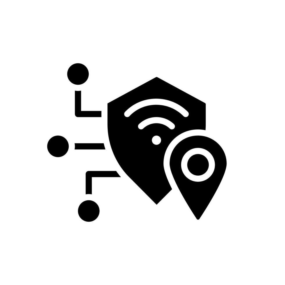 icône de glyphe noir vpn. réseau privé virtuel. connexion internet protégée. chiffrer le trafic Internet. symbole de silhouette sur un espace blanc. pictogramme solide. illustration vectorielle isolée vecteur