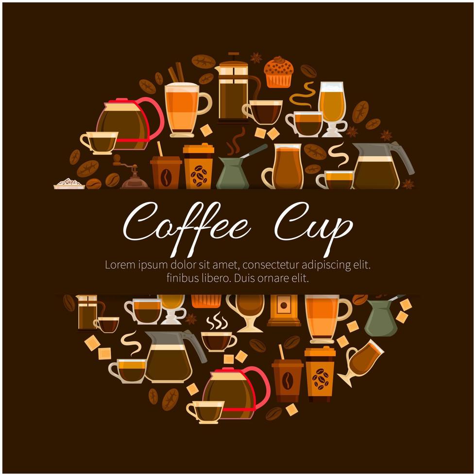 café café ou cafétéria menu vecteur affiche