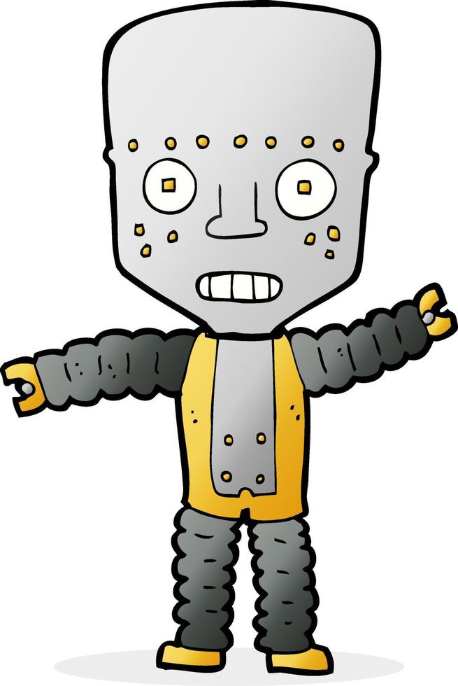 robot de dessin animé de personnage de doodle vecteur