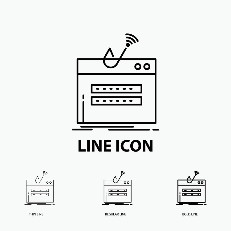 fraude. l'Internet. connexion. le mot de passe. icône de vol en mince. style de ligne régulier et audacieux. illustration vectorielle vecteur