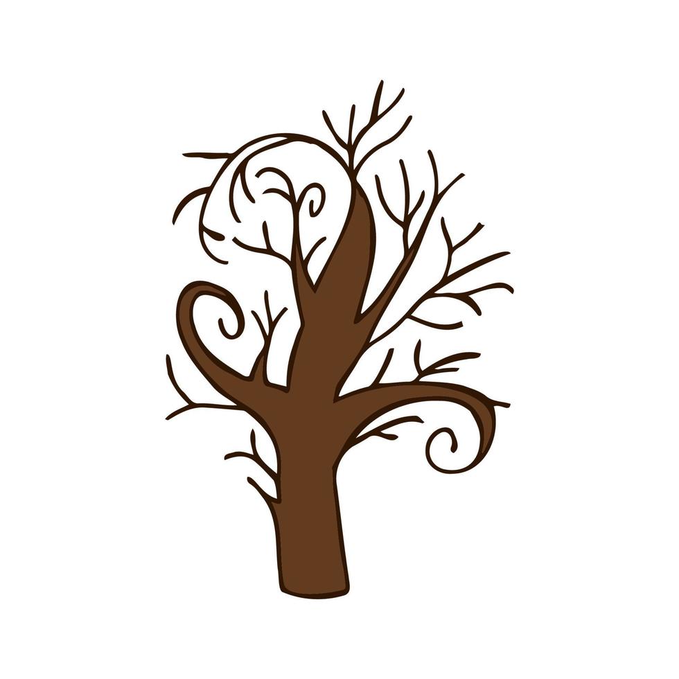 Halloween 2022 - 31 octobre. une fête traditionnelle, la veille de la Toussaint, la veille de la Toussaint. La charité s'il-vous-plaît. illustration vectorielle dans un style doodle dessiné à la main. un arbre effrayant effrayant. vecteur