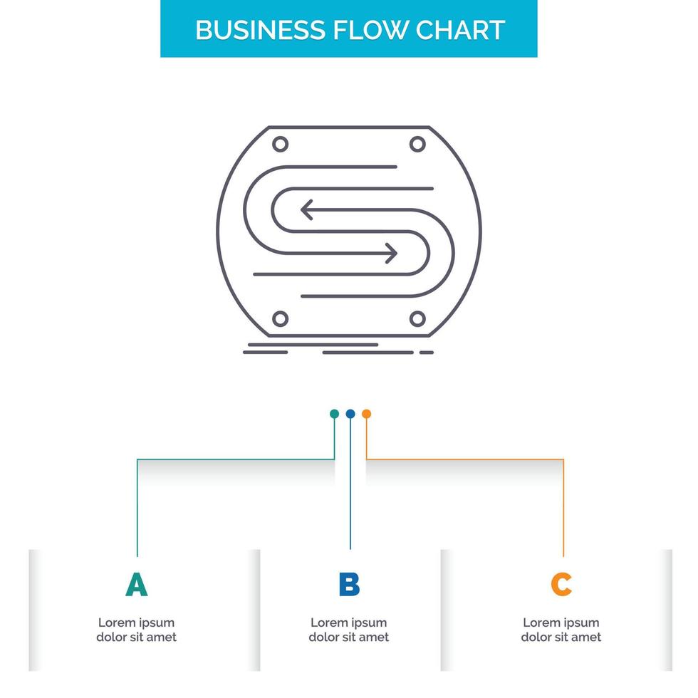 flèche commerciale. concept. convergence. match. conception d'organigramme commercial en 3 étapes. icône de ligne pour le modèle d'arrière-plan de présentation place pour le texte vecteur