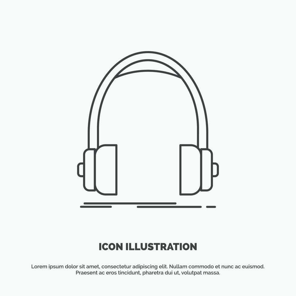 l'audio. casque de musique. écouteurs. moniteur. icône de l'atelier. symbole gris de vecteur de ligne pour ui et ux. site web ou application mobile