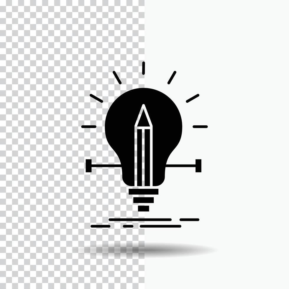 ampoule. Créatif. la solution. lumière. icône de glyphe de crayon sur fond transparent. icône noire vecteur
