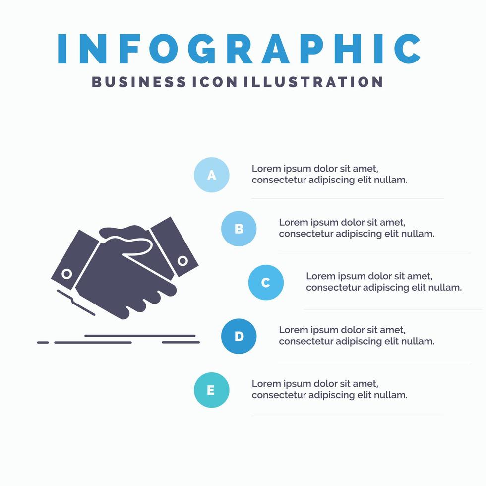 poignée de main. poignée de main. main tremblante. accord. modèle d'infographie d'entreprise pour le site Web et la présentation. icône grise de glyphe avec illustration vectorielle de style infographique bleu. vecteur