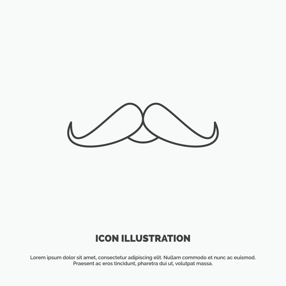 moustache. branché. movember. Masculin. icône des hommes. symbole gris de vecteur de ligne pour ui et ux. site web ou application mobile