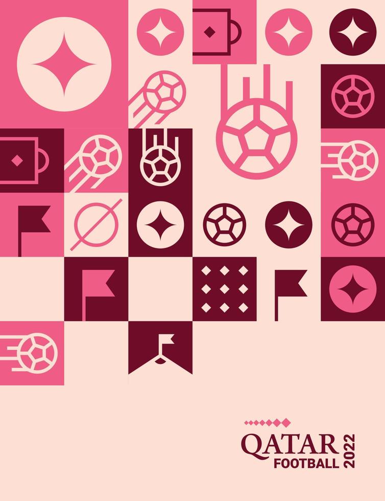 affiche géométrique football doha qatar 2022 créatif. arrière-plan du modèle de flyer web football vecteur