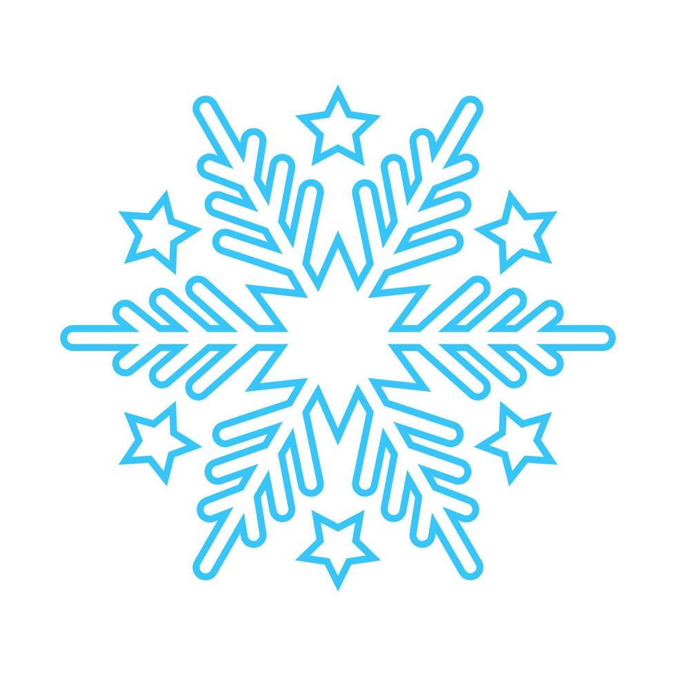 flocon de neige simple fait de lignes bleues. décoration festive pour le nouvel an et noël, symbole de l'hiver, élément de design. illustration vectorielle vecteur